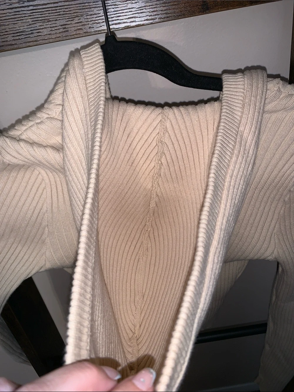 Roxy Ribbed Zip Hoodie in Cream - Picture 10 of 12